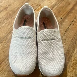 U.S. Polo Assn. White Knit Slip-On Sneakers